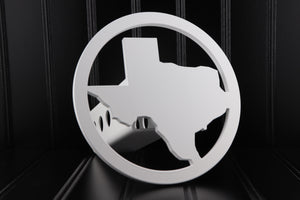 Satin White Circle Texas Hitch Cover – Fits 2” Hitch Receiver – Free Shipping