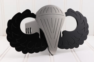 Stainless/Matte Black Parachutist Badge Hitch Cover – Fits 2” Hitch Receiver – Free Shipping