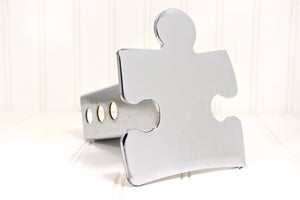Chrome Autism Puzzle Piece Hitch Cover – Fits 2” Hitch Receiver – Free Shipping