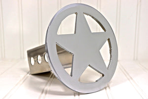 Chrome Circle Star Hitch Cover – Fits 2” Hitch Receiver – 5-3/4" Diameter - Free Shipping