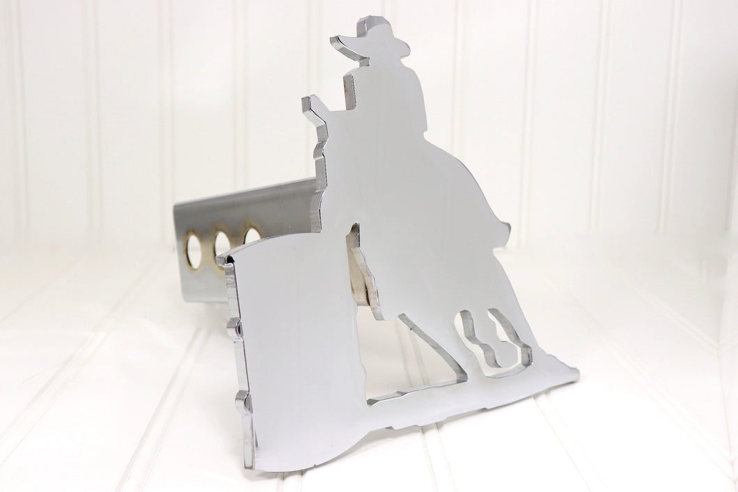 Chrome Cowboy Barrel Racer Hitch Cover, Free Shipping