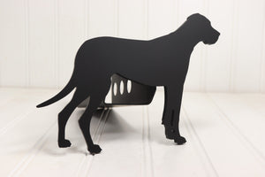 A matte black hitch cover in the shape of a Great Dane dog.