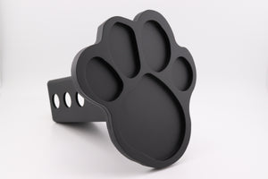 Matte Black Stainless Steel Paw Print Hitch Cover.