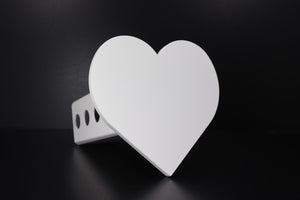 Satin White Heart Hitch Cover, 2"