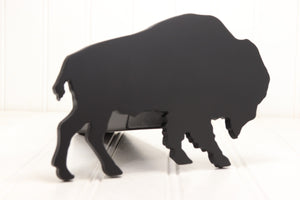 Matte black hitch cover featuring the silhouette of a Bison 