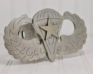 Stainless Steel Parachutist Badge Hitch Cover with Combat star