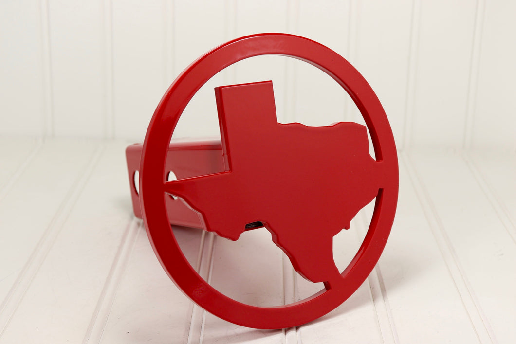 Fire Engine Red Circle Texas Hitch Cover. Free shipping