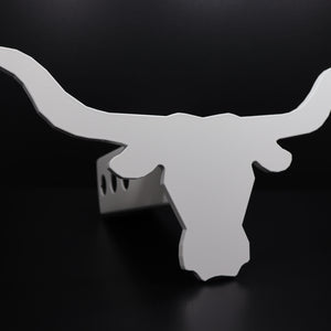 Satin White Longhorn Hitch Cover – Fits 2” Hitch Receiver – Free Shipping