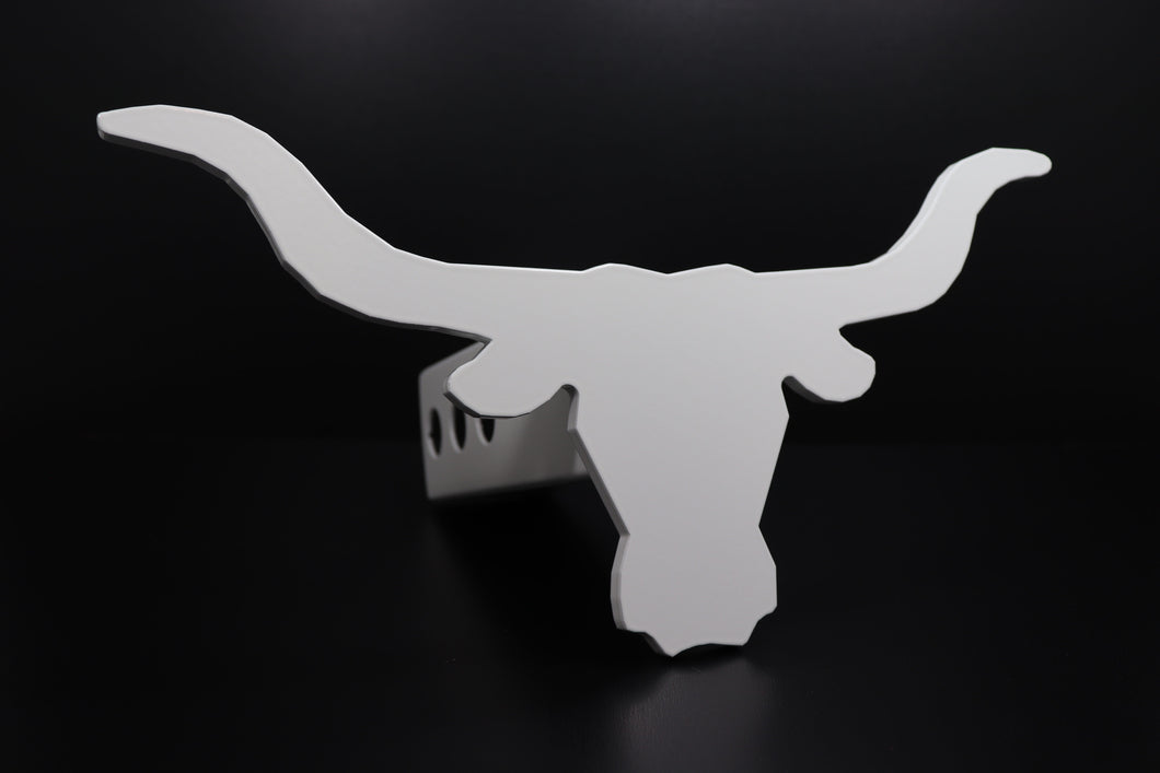 Satin White Longhorn Hitch Cover, Free Shipping  “New Listing”