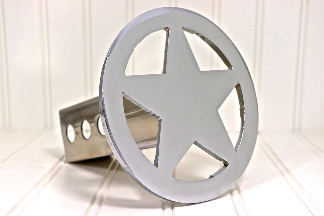 Chrome Circle Star Hitch Cover, Large, Free Shipping