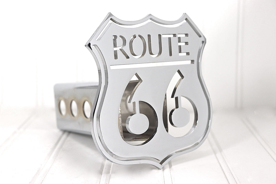 Chrome Route 66 Hitch Cover, Free Shipping