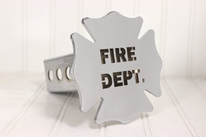 Chrome Fire Dept Maltese Cross Hitch Cover, Free Shipping