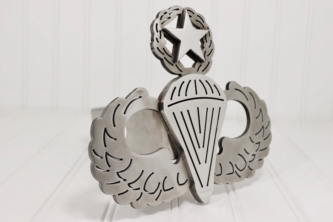 Stainless Steel Master Parachutist Badge Hitch Cover, Free Shipping